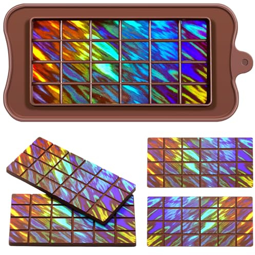 Ziliny Stampi olografici per cioccolatini in resina, in silicone, spessi e profondi, per cera da forno fai da te riutilizzabili (fiamma)