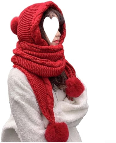 Bonnet tricoté chaud avec écharpe et cache-oreilles Style coréen Bonnet d'hiver pour femme Tissu acrylique pour l'extérieur