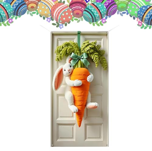 Frühlings Türdekoration - Osterhase Karotte Fotografie Deko - Frühlings Türbanner Für Türkranz - für Innen und Außen Landhaus Feiertage Party Feier Familienfeiern Zuhause