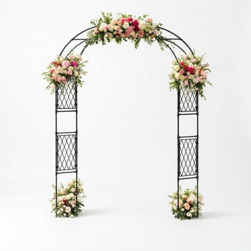 Arche De Jardin avec Treillis en Maille Plastique,150x40x220 cm,Support pour Plantes Grimpantes en Fer Et PE, Anticorrosion Décoration Jardin Extérieur