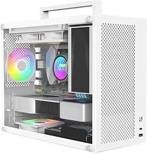 Kompatibel for Mid-Tower-Gaming-PC-Gehäuse, passend for 24,5 x 24,5 cm MATX ITX-Mainboard SFX ATX Power, 135 mm Luftkühler, 180 mm Wasserkühlung(S5 MAX White)
