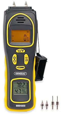 General Tools Moisture Meter, Pin Type or Pinless, Temperature & Humidity (MMH800)