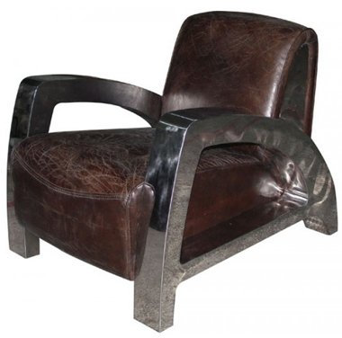 Clubsessel Memphis Vintage-Leder Chrom Echtleder Sessel Vintage Cigar Dunkelbraun