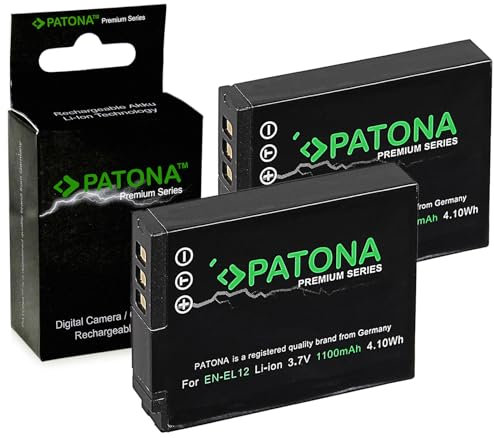 PATONA 2X Premium Batterie EN-EL12 Compatible avec Nikon CoolPix AW120 S9500 S9700 P330