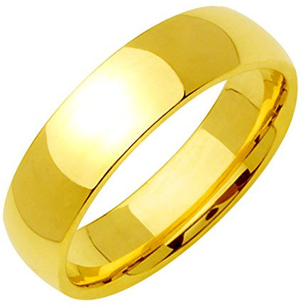 Gemini Eheringe 750 Goldgefüllt Titanringe Bequeme Domform 6mm Breite - Titan, 16.71