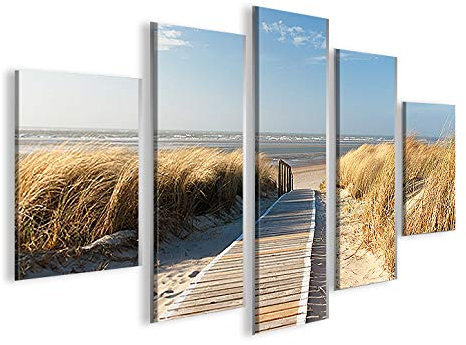 islandburner Bild Bilder auf Leinwand Strand MF Dünen Nordsee Langeoog Juist Sylt 5 XXL Poster Leinwandbild Wandbild Dekoartikel Wohnzimmer Marke