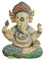TEMPELWELT® Deko Figur Ganesha vierarmig 23 cm, Polystein Mehrfarbig, Elefantengott Statue sitzend, Hindu Gott Ganesh Elefant, Buddha Indien Asien