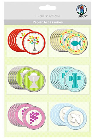 Ursus 56500054 - Papier Accessoires Eden, christliche Symbole, 36 Stück in 6 Motiven, einseitig bedruckt und veredelt, ideal zur Verzierung von Karten, Scrapbooking und Geschenken