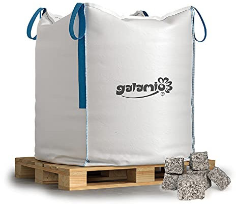 GALAMIO Granitpflaster Pflastersteine Mosaikpflaster Granit Pflaster Stein Garten Rasenkante Naturstein Gespalten Grau 4/6cm 1.000kg BigBag / 1 Palette Paligo