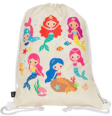 HECKBO Kinder Turnbeutel - Meerjungfrau - 40x32cm - Sportkleidung Trinkflasche - Kindergarten, Schule, Stoffbeutel Kita - Rucksack, Tasche, Sportrucksack, Sportbeutel Junge Mädchen