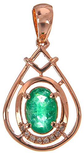 Beydodo Gold Kette mit Anhänger Diamond Tropfen mit Tropfen Smaragd Damen Halskette Rosegold 750