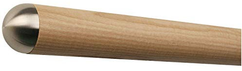 TIBU Esche Holz Handlauf Geländer 30-500 cm mit Edelstahl Enden Wandhandlauf Wand Treppe, Länge 600 mm / 60 cm / 0,6 m und Enden halbrunde Edelstahlkappe