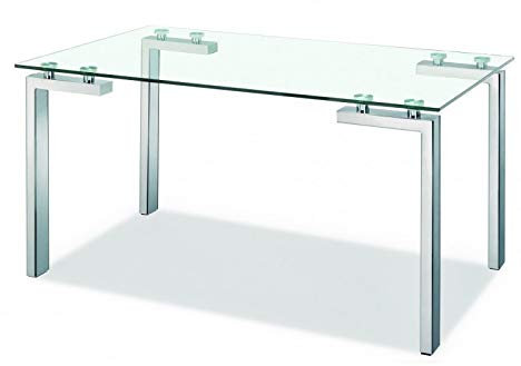 - Grupo SDM - Mesa de Comedor Lainey Acero/Cristal (140x80)