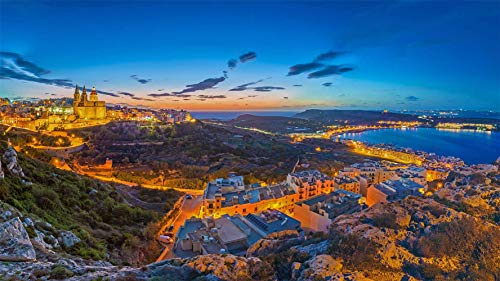 PANDABOOM Mellieha Overhead View, Malta, Puzzle 1000 Pieces Jigsaw Puzzles for Adults and Child (75 x 50 cm)