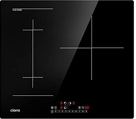 CIARRA CBBIH3BF Placa Inducción Integrada 6500W de 3 Fuegos con Zona Flex y Función Boost Inducción Vitrocerámica de Control Táctil 9 Niveles de Potencia Función de Seguridad Negro
