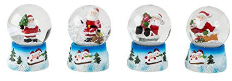 4 Stück Schneekugel Ø 4 cm Weihnachtsmann Motive