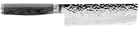 Shun Nakiri-Messer mit Saya 14 cm, ideales Schneidemesser für Gemüse und Allzweck-Kochmesser, professionelles Nakiri-Messer, handgefertigtes japanisches Küchenmesser, Grau