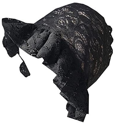 Women Mop Hat Maid Hat Pure Cotton Four Seasons Universal Nightcap Victoria Maid Hat Makeup Accessories (Black)