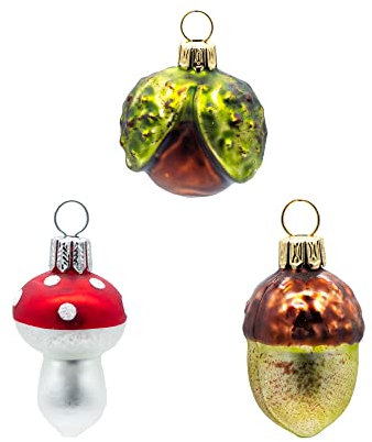 Oberfränkische Glas Weihnachtsbaumschmuck, Xmas Mini Set 3-er Set 4,5x4,5cm