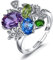 JewelryPalace Verstellbarer Ring, natürlicher Topas, blauer Amethyst, Peridot, aus Sterling-Silber 925, Edelstein, Topas Amethyst Peridot