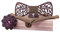 HZQIFEI Noeud Papillon Bois, Ensemble 4 Pièces Noeud Papillon en Bois + Boutons de manchette + Broche + Carré de Poche, Accessoire Mode (Style#28)
