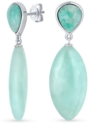 Einzigartige Geometrische Lineare Mint Grün Aqua Amazonit Rhombus Form Träne Tropfen Natürliche Multi-Edelstein Partei Dangling Ohrringe für Frauen in Silber plattiert