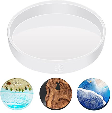 TZUTOGETHER Moldes Resina Epoxi Grandes Redondo Kit de Molde de Resina de Bandeja de Bricolaje Grande Molde de Epoxi para Posavasos DIY para Arte de la Pintura de la Decoración del Hogar (36CM)