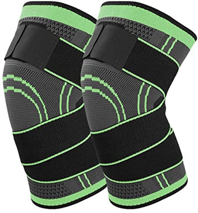 Rodillera de Compresión Ajustable Rodillera Deportiva Menisco Ligamentos Rodillera Elasticas Para Artritis, Tendinitis, Dolor de Artritis, Fatiga Por Ejercicio Rodilleras 2 piezas (M, verde)