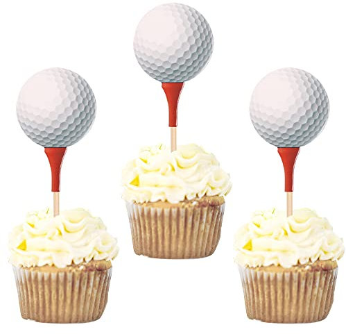 24 Stück Golf Cupcake Toppers Sport Golf Ball Kuchendekoration Baby Shower Golf Sport Spieler Thema Geburtstag Party Kuchen Dekoendeko Zubehör