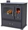 Kaminofen mit Backfach und Herdplatte Perfect Eco Schwarz Links Holzofen 7 kW Kamin Ofen Holz Werkstattofen Hüttenofen Heizofen Gartenofen