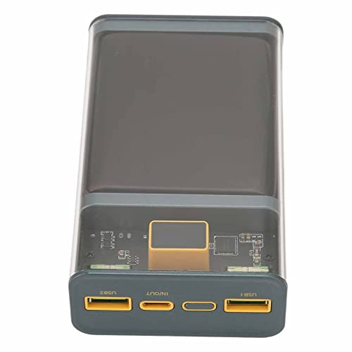 Vikye Portable Power Bank, 20000mAh External Transparent Charger, PD20W Dual USB 22.5W Plug in Fast Charging for Smart Phones, LED Display Dual Output(E39B 20000mAh)