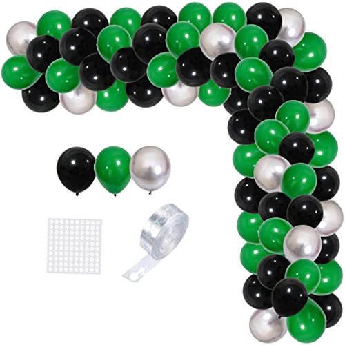 Grün Schwarz Silber Ballon Girlande Bogen Kit, 117PCS Grün Schwarz Metallic Silber Ballons Video Gaming Party Ballon für World Fußball Ball Geburtstag Graduierung Neujahr Party Dekorationen