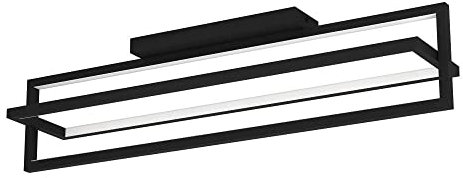 EGLO lampada da soffitto a LED Siberia, lampada da soffitto dimmerabile con telecomando, illuminazione da soffitto in metallo nero e plastica bianca, bianco caldo – bianco freddo, 78 x 16 cm