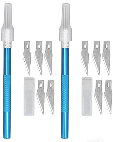 2Kits Lederschnitzset, Lederhandwerksschneider, Bastelmesser-Set, Metallschneider, Stift mit Schnitzklingen, Ledergravur-Schneidwerkzeuge