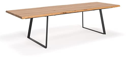 Holztisch Delta mit Zwei Verlängerungen 60 cm auf Metallbeinen, industrieller Stil, Familientisch für Wohnzimmer und Esszimmer 120x90 cm