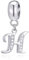 Buchstabe H Charms Initials H Alphabet Anhänger Perlen, 925 Sterling Silber Letra Charm Pendant mit klaren CZ, passen Pandora Herz Armreif Armband, Geschenke für Halloween/Urlaub/Chanukka