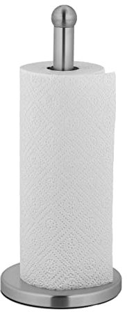 Relaxdays Küchenrollenhalter stehend, Edelstahl, Papierrollenhalter für die Küche, HxD: 35 x 15 cm, Rollenhalter, Silber