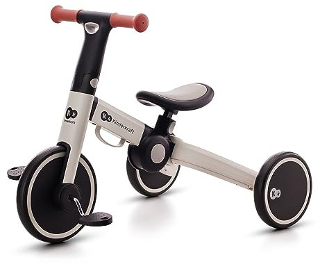 Kk Kinderkraft 4TRIKE Dreirad 3 in 1, Leicht Rutscher, Laufrad, Zusammenklappbar, ergonomische Sattel, ab 12 Monat bis 5 Jahre, Grau, 69