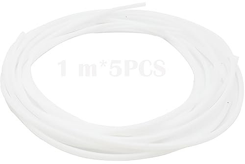 CTRICALVER 5 Stück 1M PTFE Schlauch, 2mm ID, 4mm OD Tube Teflonschlauch, zum 1.75mm Filament Bowden 3D Drucker (Weiß)