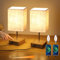 Lightess 2er Set Nachttischlampe Touch Dimmbar Holz Tischlampen USB Tischleuchten LED Modern Retro Stoffshirm mit E14 Glühbirne Warmweiss für Wohnzimmer Schlafzimmer Tisch Kinderzimmer, Beige