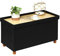 Bonlife Footstool for Living Room,Black Ottoman Storage Box with Tray,Folding Ottoman Coffee Table with Storag,76x38x38cm