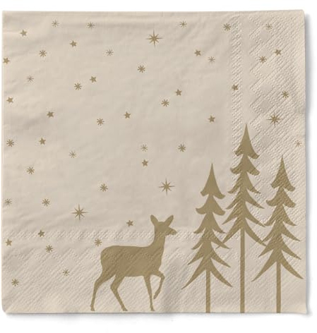Mank Tissue Servietten, 3-lagig recycled Tissue braun 40 x 40 cm 1/4-Falz, perfekt für Gastronomie und Feiern Weihnachten Advent 100 Stück Liane