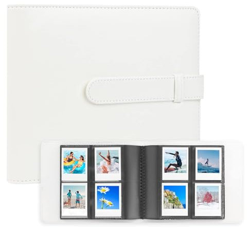 256 Pockets Photo Album for Polaroid Go Instant Mini Camera, Premium Vegan Leather Cover Picture Albums for Polaroid Go Camera & Film, Portable Photo Album Book Holds 256 Photos (White)