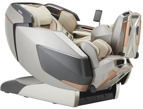 ROTAI Luxury 4D Fullbody Massage Chair with Heat Large Sport Massage Reliner Dual-Leg with Independent Movement Programs Massage Chair for Home Family Gift (Sliver)