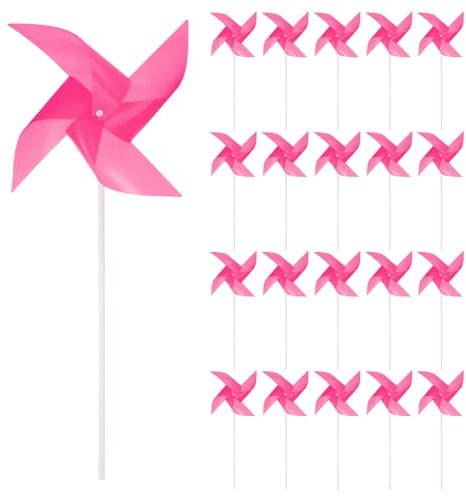 sourcing map 50Pcs Éoliennes pour Le Jardin 15 x 7.5 4 Feuilles Moulins à Vent Toupies Anti-Vent et Étanches Dispositifs Anti-Oiseaux avec Piquets pour la Décoration de Patio, Rose