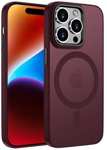ORDA Magnetisch Hülle für iPhone 14 Pro Max 6,7 Zoll Kompatibel mit MagSafe,Handyhülle für iPhone 14 Pro Max Case Durchscheinende Matt Rückseite Dünn Stoßfest Schutzhülle Pflaume