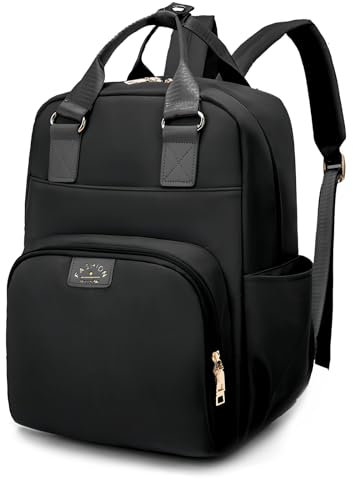 Granvoo Baby Wickelrucksack, Wickeltasche Rucksack, Babytasche Wasserdicht mit Schnullerhalter und Kinderwagengurten, Baby Rucksäcke Große Kapazität, Tragbare Reisetasche für Mama und Papa (Schwarz)