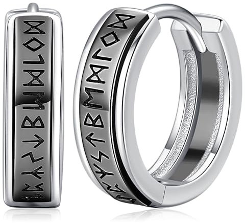 Wikinger Ohrringe für Herren Frauen, 925 Sterling Silber Nordische Wikinger Ohrringe Viking Rune Ohrschmuck Schmuck Weihnachts Geschenke für Herren Damen (Rune-A)