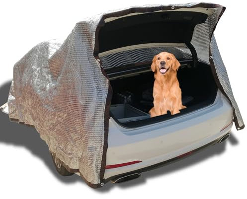Lemondo Schattennetz Auto 3x4m 12m² Alunetz Auto Hund mit Ösen 80% UV Alu Sonnensegel Sonnenschutz für Camping Hitzeschutz Aludecke Sonnenschutznetz Aluminium 4x3m