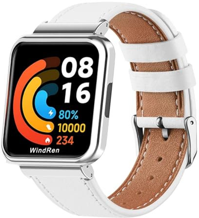 Bracelets en Cuir pour Xiaomi Redmi Watch 2 Lite Bracelet, avec Boucle en Acier Inoxydable Réglable pour Hommes Femmes Cuir Véritable Elégant Bande de Remplacement avec Redmi Watch 2 Lite Sangle (1)
